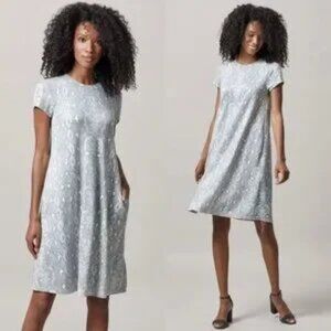 J. McLaughlin Naja Grey Snakeskin Midi Faux Suede Swing Dress XL